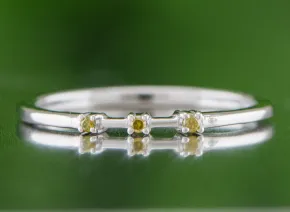 Srebrny Pierścionek z Żółtymi Diamentami