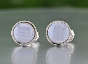 Srebrne kolczyki z chalcedonem
