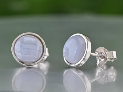 Srebrne kolczyki z chalcedonem