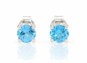 Srebrne kolczyki z naturalnym niebieskim topazem "Swiss Blue"