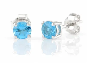 Srebrne kolczyki z naturalnym niebieskim topazem "Swiss Blue"